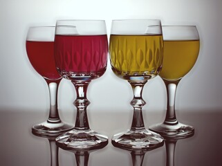 Glass of water isolated in black and white image for background ,glass of wine ,dinner ware ,glass of red wine	