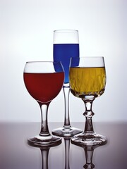 Glass of water isolated in black and white image for background ,glass of wine ,dinner ware ,glass of red wine	