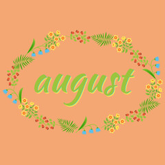 diary, calendar month august vector