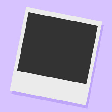retro polaroid photo frame template design isolated on purple background for social media post template, social media template, and promotion template