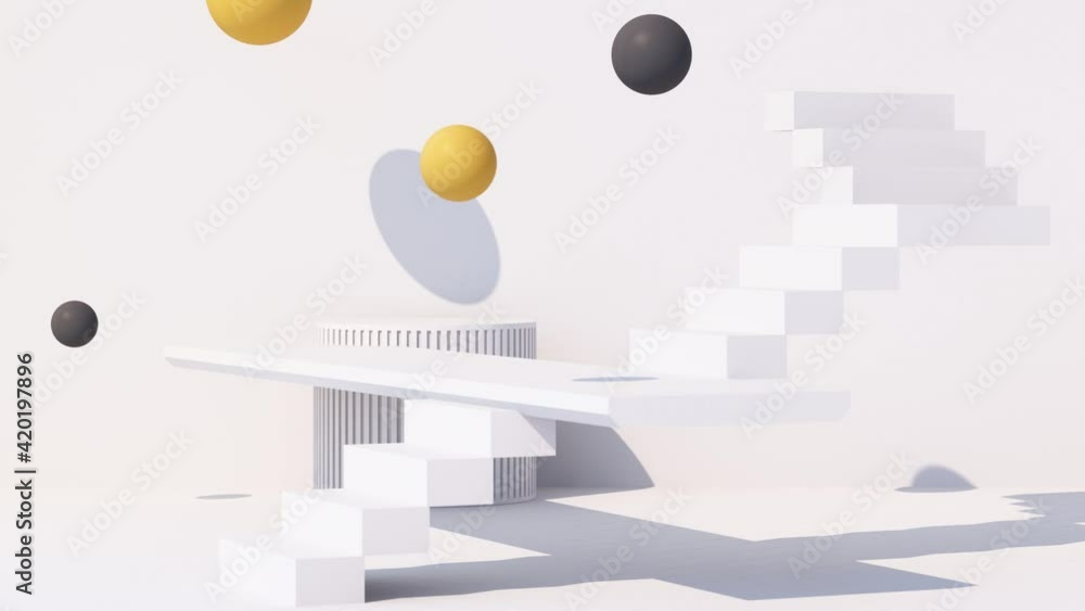 Poster abstract white background with geometric shape podium for product with shadow on wall. minimal conce
