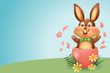 Obraz na płótnie Canvas Happy Easter Day. Cute cartoon rabbit with egg Illustration