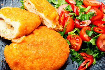 Traditional Kiev cutlet on plate