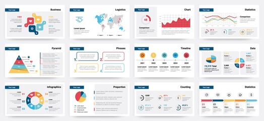 Presentation mockup. Modern business slide template, corporate advertising layout. Colorful analytic graphs, bars diagrams. Financial visualization. Infographic presentation vector design - obrazy, fototapety, plakaty