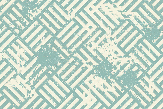 Abstract geometric seamless pattern with blots and an effect of attrition in retro colors. Vector shabby geometric carpet. Background for ceramic tile, wallpaper, linoleum, textile, rug, web page 