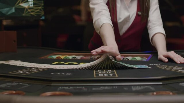 Croupier gambling table in casino