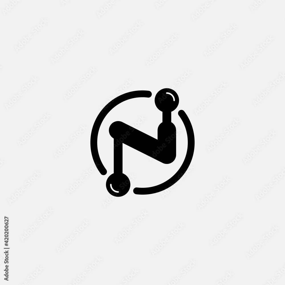 Poster letter n - initial or logo. monogram or logotype. vector design element or icon.