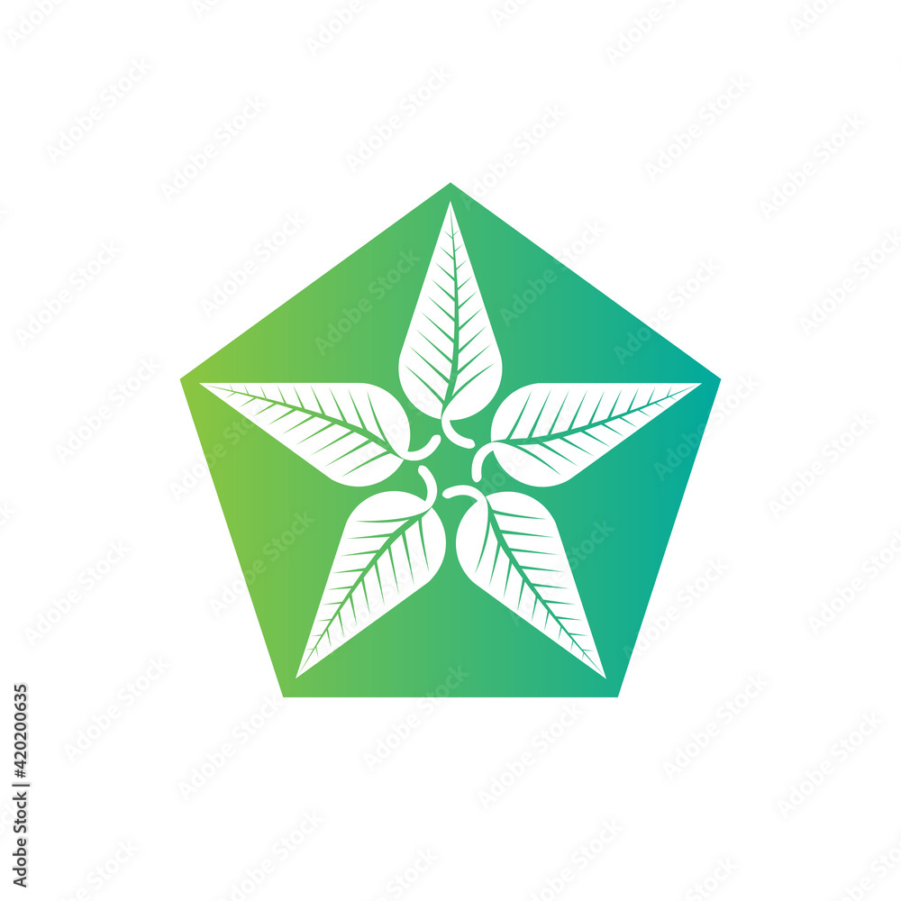 Poster logo of leaves in the form of a star. abstract vector design element - star with leafs.