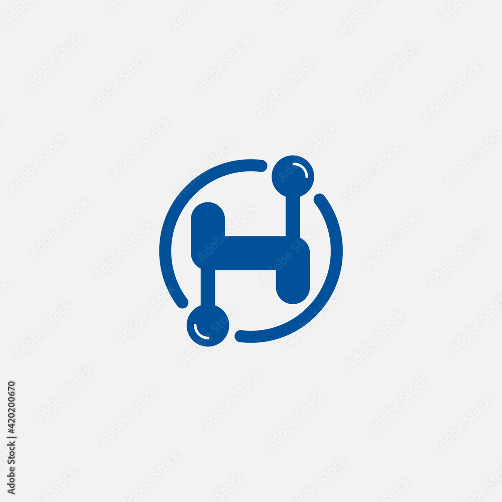 Poster letter h - initial or logo. vector design element or icon. monogram or techno logotype.