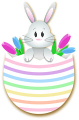 Easter bunny in egg without background. Vector