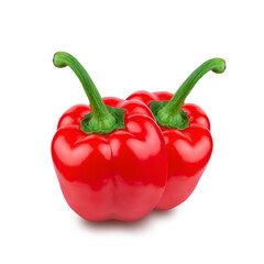 Two ripe, juicy, bell peppers isolated on a white background.