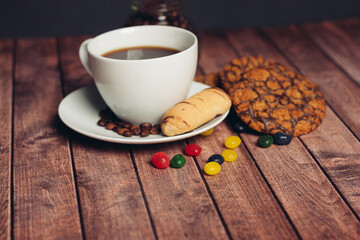 flour products for tea sweets cookies a cup with a drink breakfast