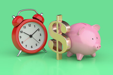 Time is Money Concept. 3d rendering