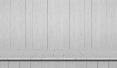Raum, Bühne aus weißem Holz