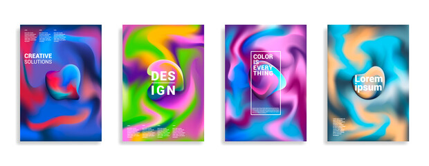 Abstract liquid paints set. Geometric future template for flyer, poster, brochure and invitation. Colorful cover.