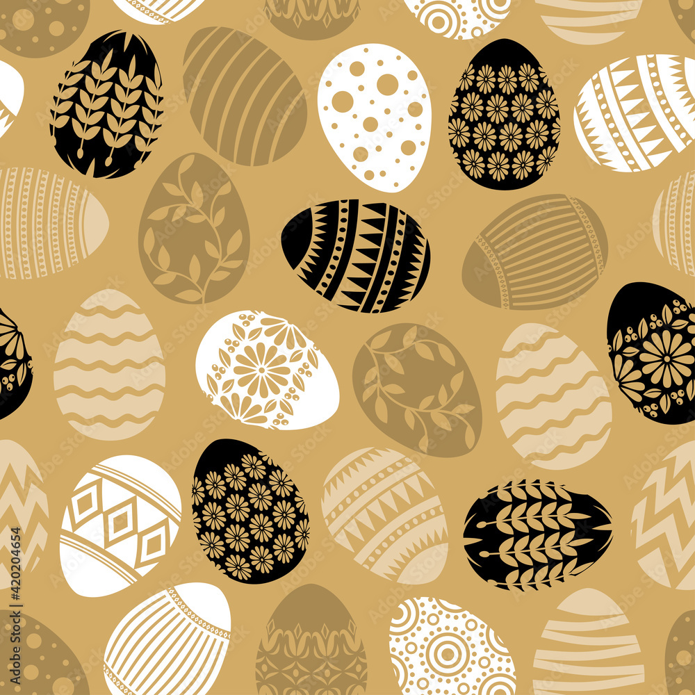 Wall mural Easter decorative eggs pattern seamless