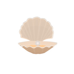 Shell with a pearl, vector illustration