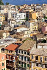 The island of Corfu. Streets of the city of Kerkyra, Ancient architecture. Summer landscape.