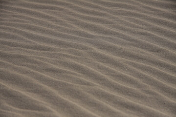 Abstract beach images with sand lines and sculptures on the Dutch beach