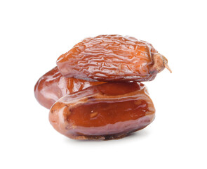 Sweet dried dates on white background