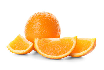 Ripe oranges on white background