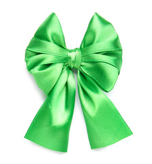 Beautiful green bow on white background