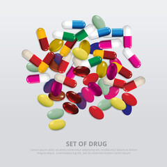 Group of Drug Realistic Vector Illustration