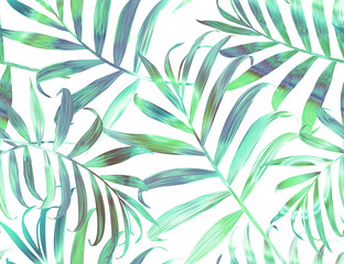 Naklejka na ściany i meble Tropical colorful palm leaves. seamless stylish fashion floral pattern, in Hawaiian style