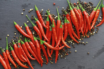 Hot red pepper. Chilean pepper on a black.
