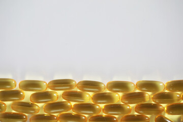 Medical drugs transparent capsules of yellow color