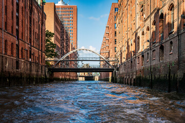 Hamburg City at the Speicherstadt on the Water