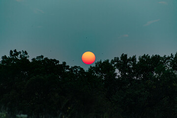 Amazing sunset over a rural landscape 