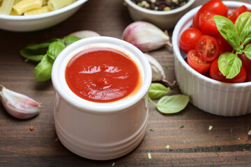 Italian tomato sauce and fresh vegetables.