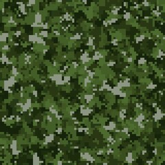 Abstract seamless pattern with green colored chaotic squares on dark