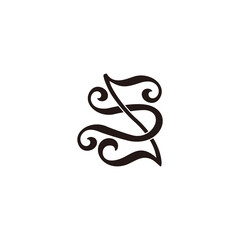 letter us simple flat overlapping link logo vector