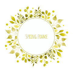 Spring branches watercolor frame wreath