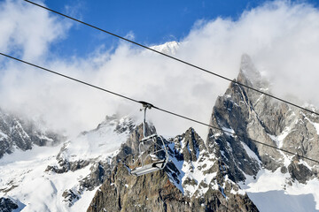 Fototapeta premium View to Montblanc mountain from Italian ski resort Courmayeur.