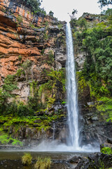 Obraz premium Beautiful secluded and majestic Lonecreek or Lone creek falls, waterfall in Sabie Mpumalanga South Africa
