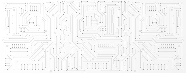 Back and white circuit electronic or electrical line with engineering technology concept vector background