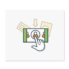 Online voting color icon. Voting system, website or mobile app. Remote vote. Choice, election concept. Democracy. Parliamentary or presidential elections. Isolated vector illustration