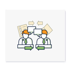 Candidates debate color icon. Election campaign, briefing. Choice, vote concept. Democracy. Parliamentary or presidential elections. Isolated vector illustration