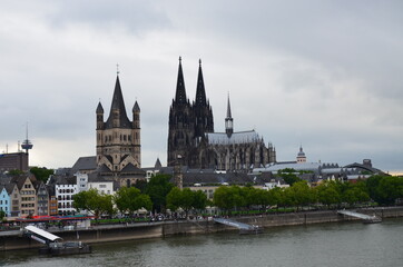 view of Cologne, old and modern architecture
