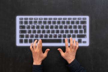 Obraz na płótnie Canvas person using a hologram computer keyboard, futuristic technology concept