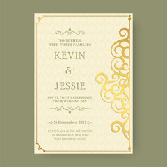 Elegant ornamental wedding card template