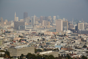 Fototapeta na wymiar View of San Francisco under overcast sky.