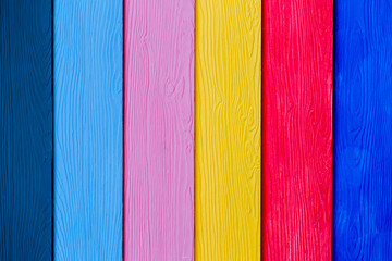 Colorful wood plank texture background. yellow, blue, green and red colors