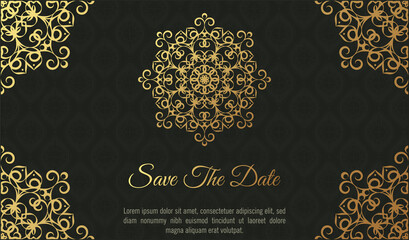 Mandala style luxury dark wedding invitation