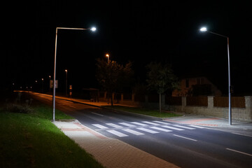 Safety led lighting system on pedestrian crossing, improving visibility of pedestrians for car...
