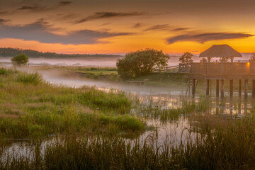 sunset over the river Narew