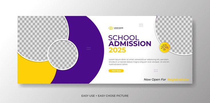 school education admission timeline cover layout for internet ads and web banner template